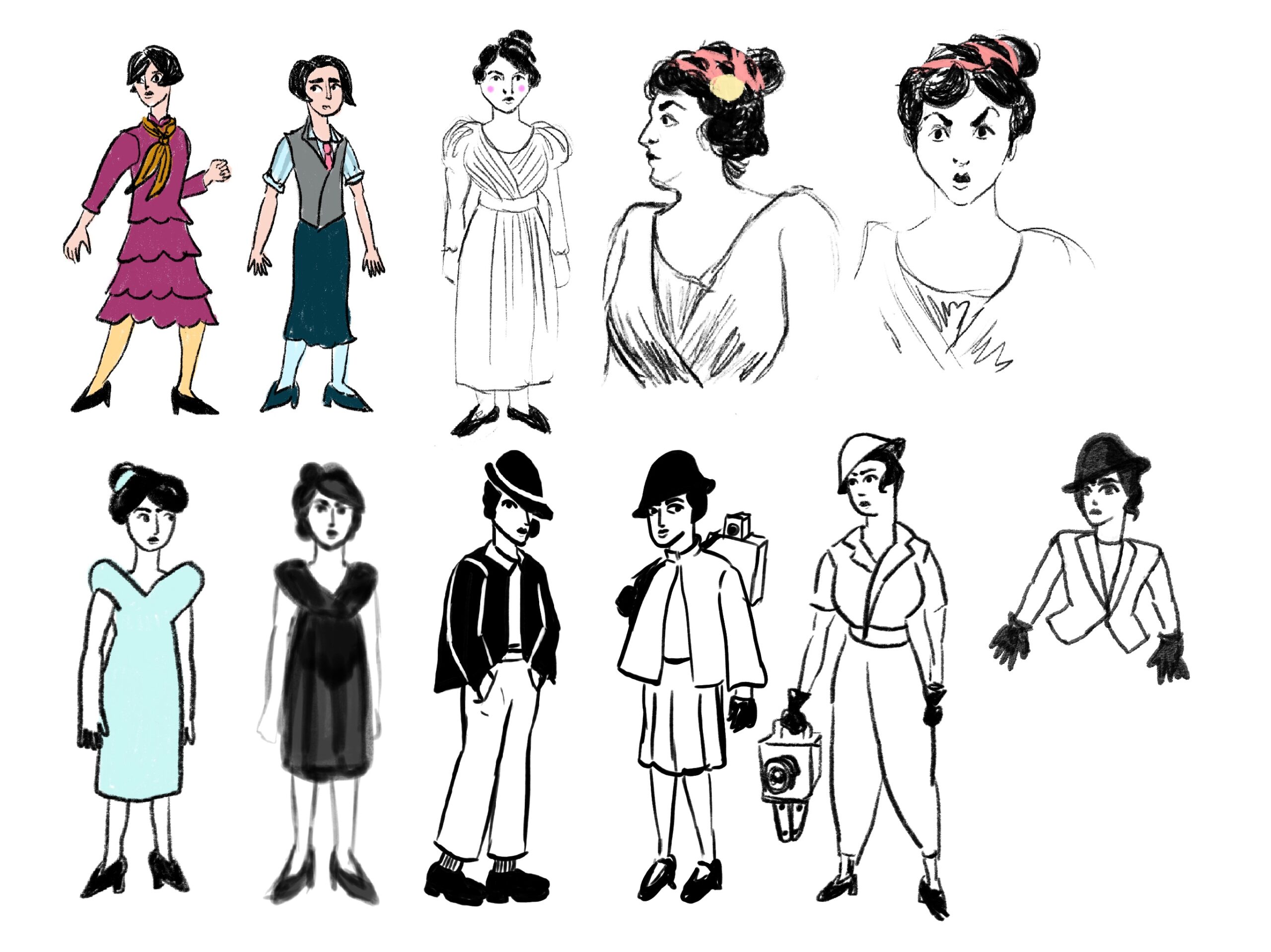Georgette chara design early sketches by Jean-Rémi